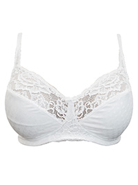 M&S WHITE Floral Lace Non-Padded Jacquard Full Cup Bra - Size 34 to 40 (B-C-D)