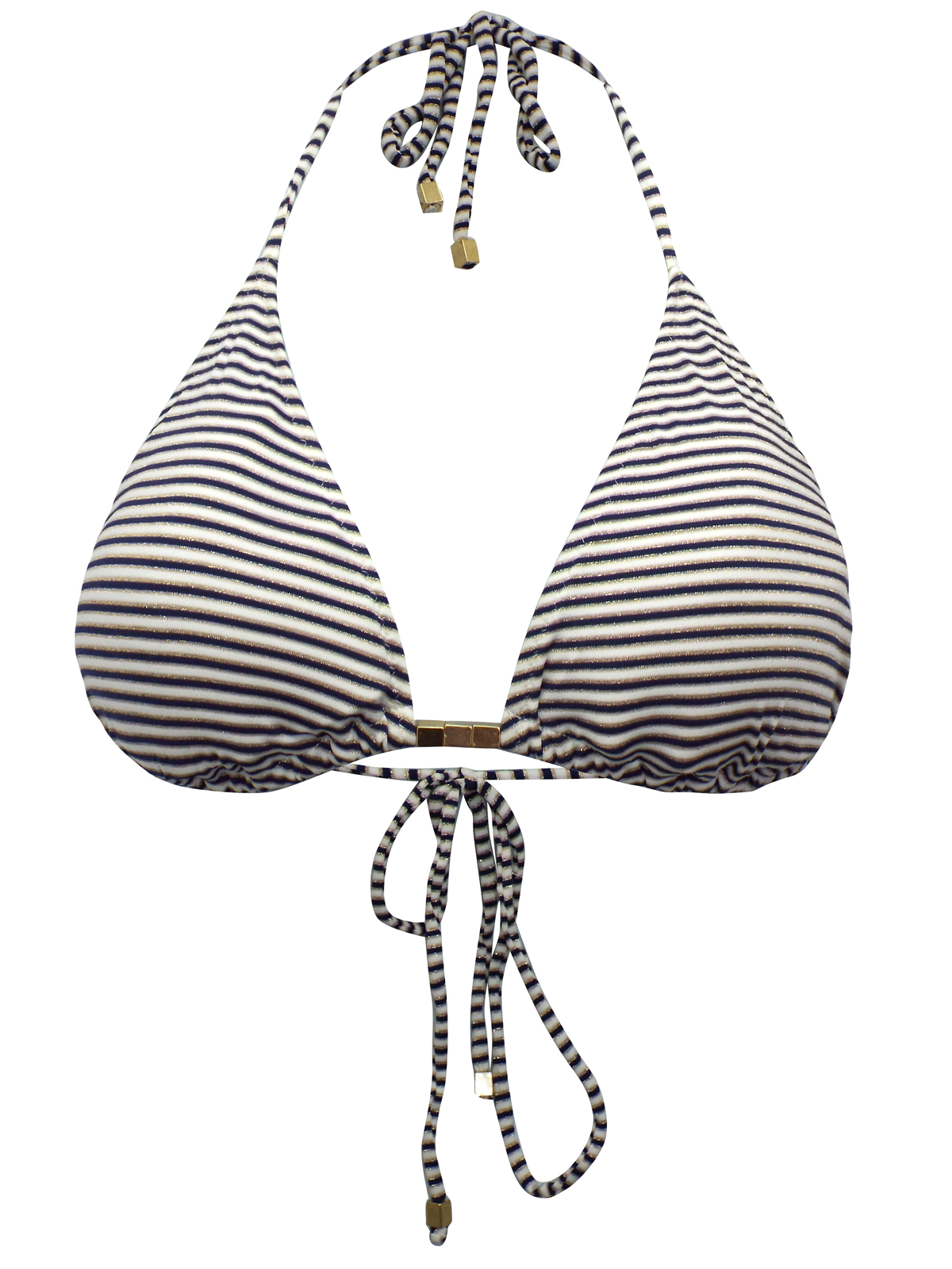 Accessor1ze CREAM Striped Halterneck Bikini Top Size 6 to 18
