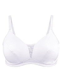 WHITE Cotton Rich Non-Wired Full Cup Bra - Size 34 to 40 (A-C-DD-E) WHITE Cotton Rich Non-Wired Full Cup Bra - Size 34 to 40 (A-C-DD-E)