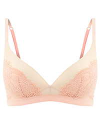 PEACH Lace Padded Lounge Plunge Bra - Size 36 to 38 (C-D-DD)