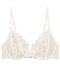Boutique CREAM Fishnet Lace Wired Bra - Size 28 to 40 (A-B-C-D-DD-E)